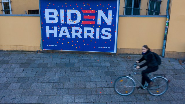 A billboard in Berlin on Nov. 12, 2020, days after Joe Biden was declared the winner of the U.S. presidential election. (Christian Ender/Getty Images)