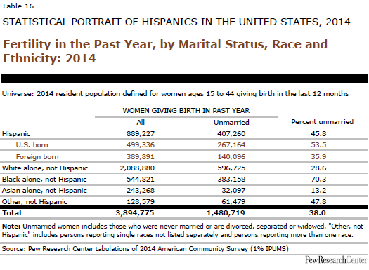 Fertility in the Past Year, by Marital Status, Race and Ethnicity: 2014