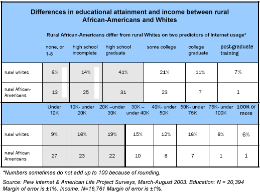Differences in educational attainment and income between rural African-Americans and Whites 