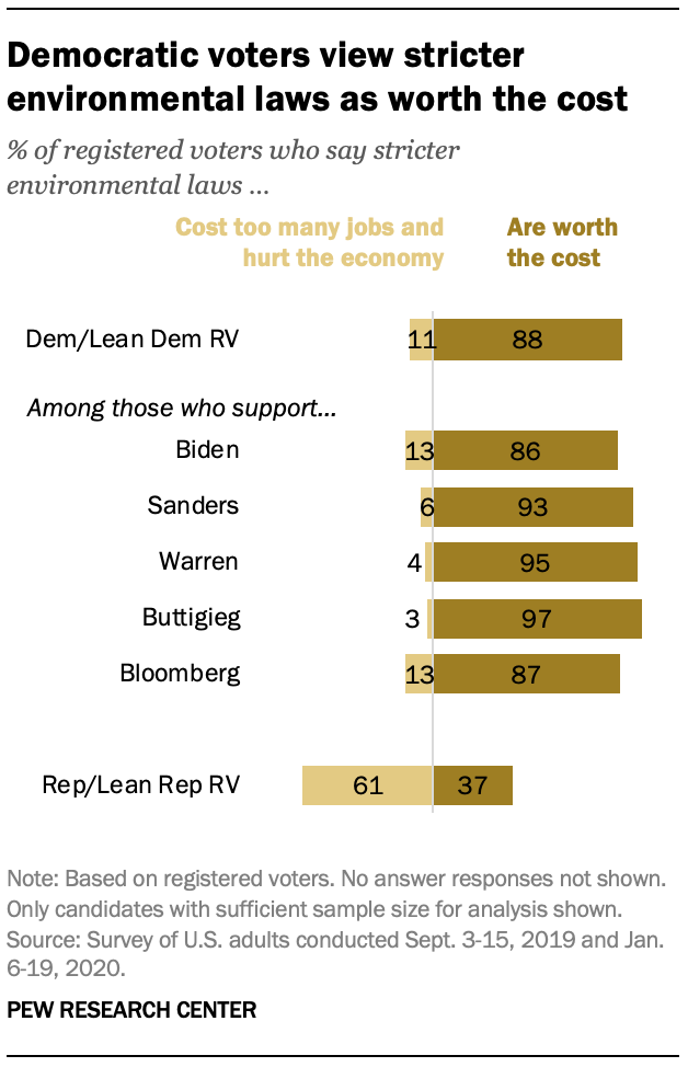 Democratic voters view stricter environmental laws as worth the cost