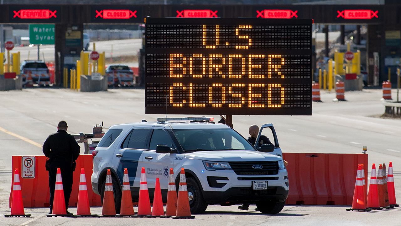 The U.S.-Canada border in Lansdowne, Ontario, on March 22. (Lars Hagberg/AFP via Getty Images)