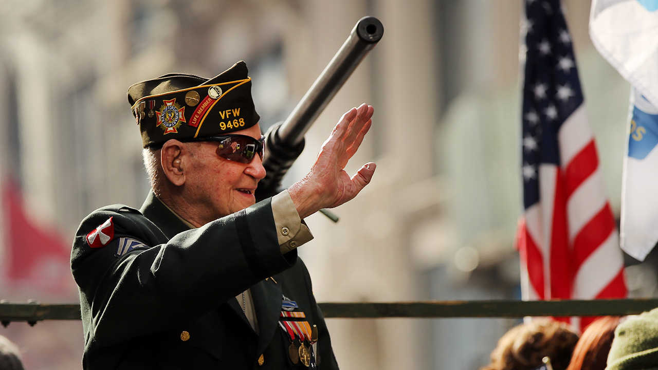 A World War II veteran participates in a Veterans Day Parade on Nov. 11, 2019, in New York City. (Spencer Platt/Getty Images)