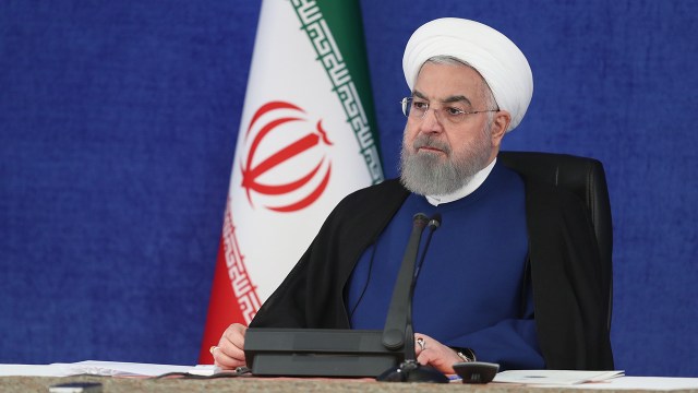 Hassan Rouhani, president of Iran, speaks in Tehran on Nov. 07, 2020. (Anadolu Agency via Getty Images)