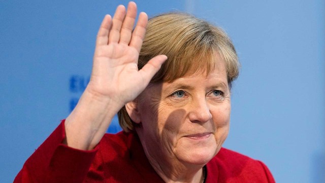 Chancellor Angela Merkel arrives at the Chancellery in Berlin on June 28, 2021.