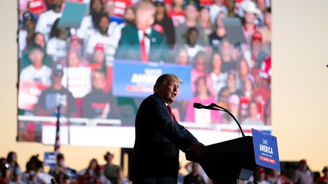 Former President Donald Trump speaks at a rally on Sept. 25, 2021, in Perry, Georgia.