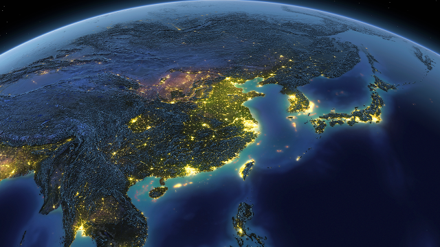 A detailed view of the earth from space with night lights