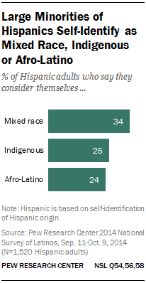 Large Minorities of Hispanics Self-Identify as Mixed Race, Indigenous or Afro-Latino